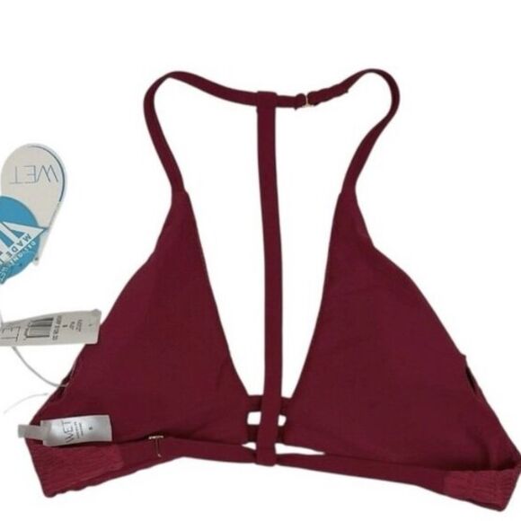 WET NWT Los Angeles Textured Bikini Top in Rust Dark Red Size Medium - Picture 4 of 7